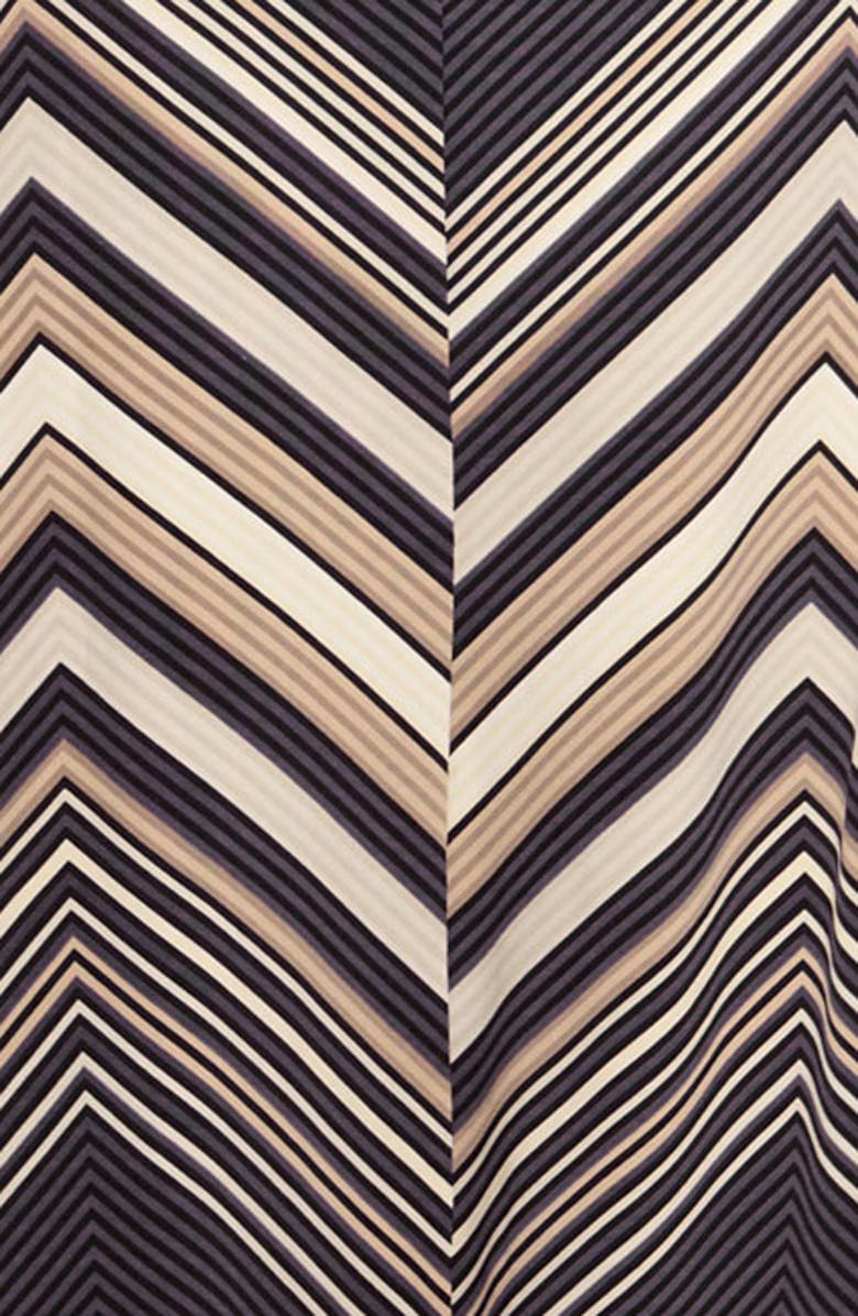 Ramy Brook Karolina Chevron Print Knit Midi Dress, Alternate, color, Black Chevron