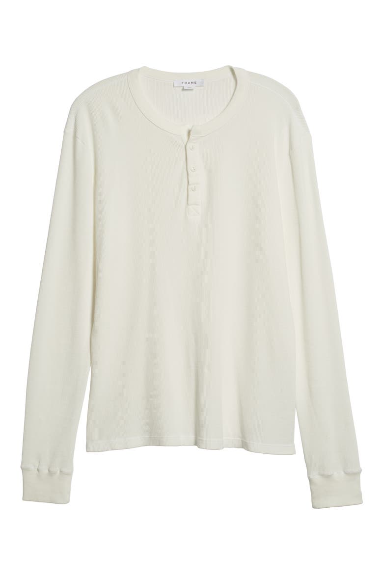Slim Fit Long Sleeve Waffle Knit Henley, Alternate, color, OFF WHITE