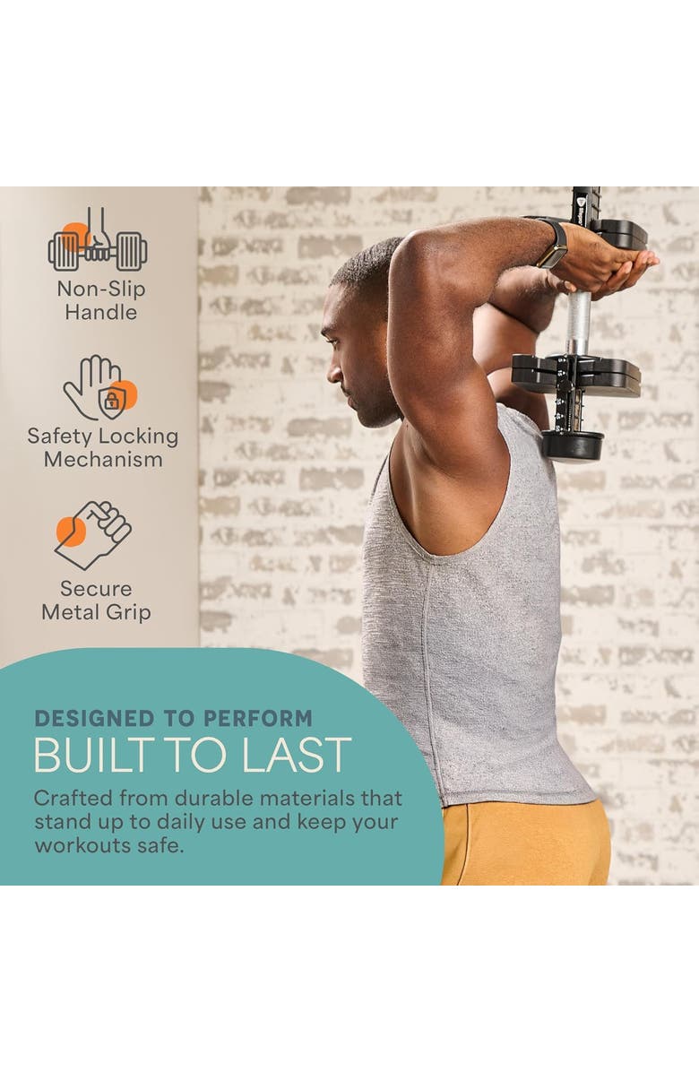 Lifepro Adjustable Dumbbell Set 25lb, 15lb, 43lb, 55lb Quick Adjust Strength Training Weights for Home Gym, Alternate, color, Single 55Lb