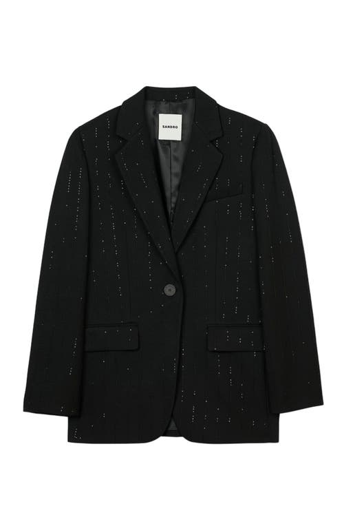 Sandro Sequinned Suit Jacket In Black