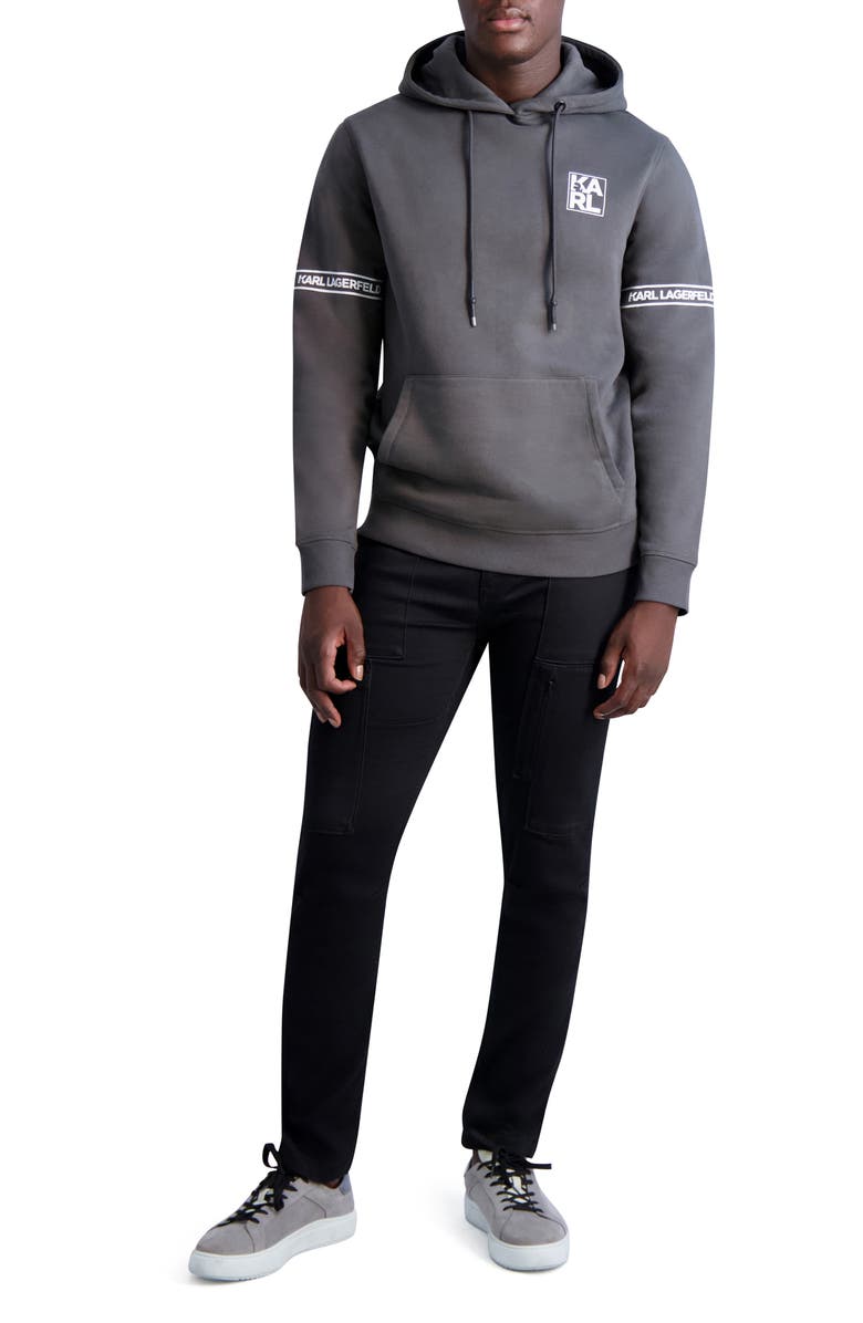 KARL LAGERFELD PARIS Logo Patch Hoodie Sweatshirt, Alternate, color,