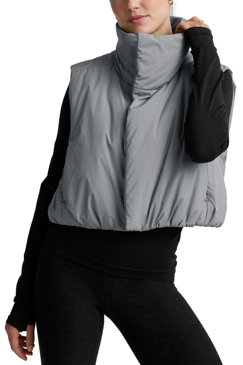 Warm-Up Water Repellent Puffer Vest, Main, color, STORM GRAY