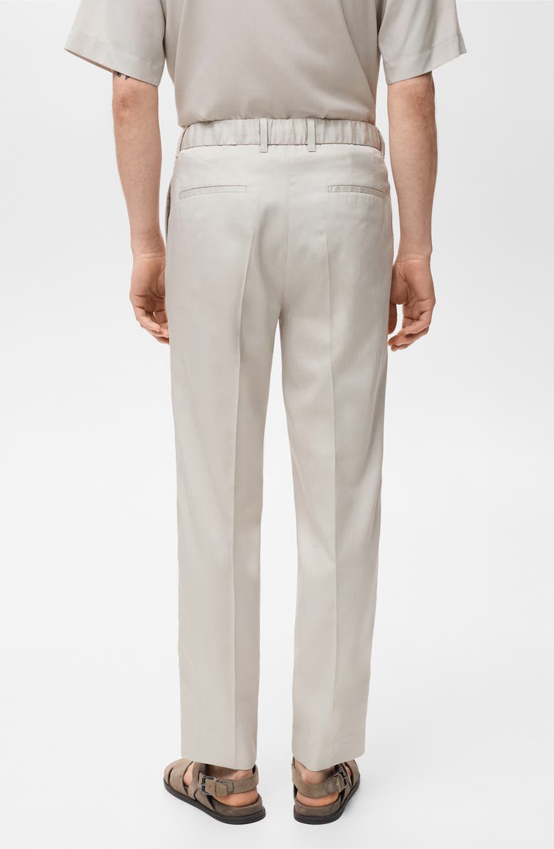 MANGO Slim Fit Drawstring Waist Pants, Alternate, color, Ice Grey