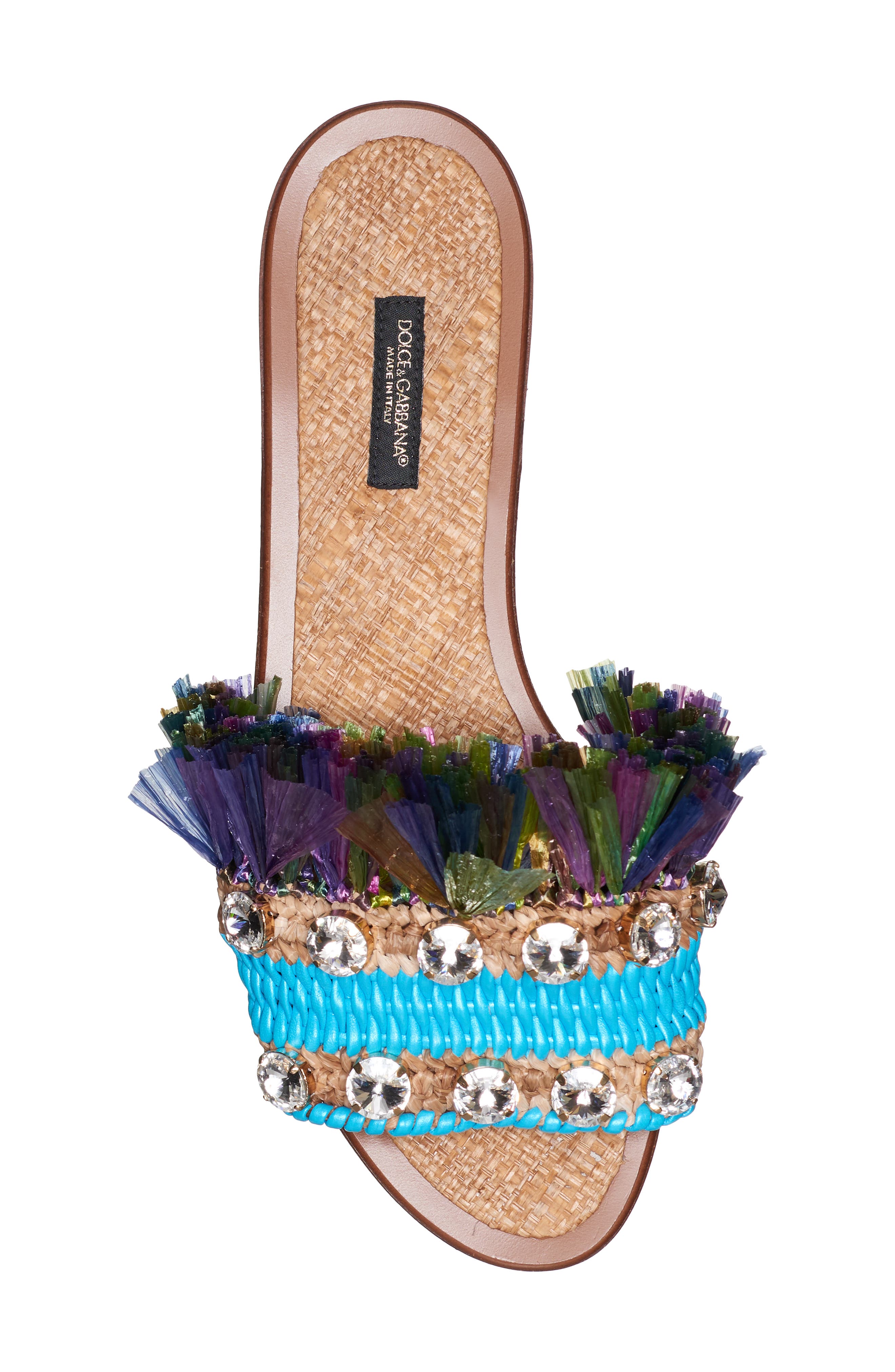 Dolce&Gabbana Fringe Embellished Slide Sandal, Alternate, color, 
