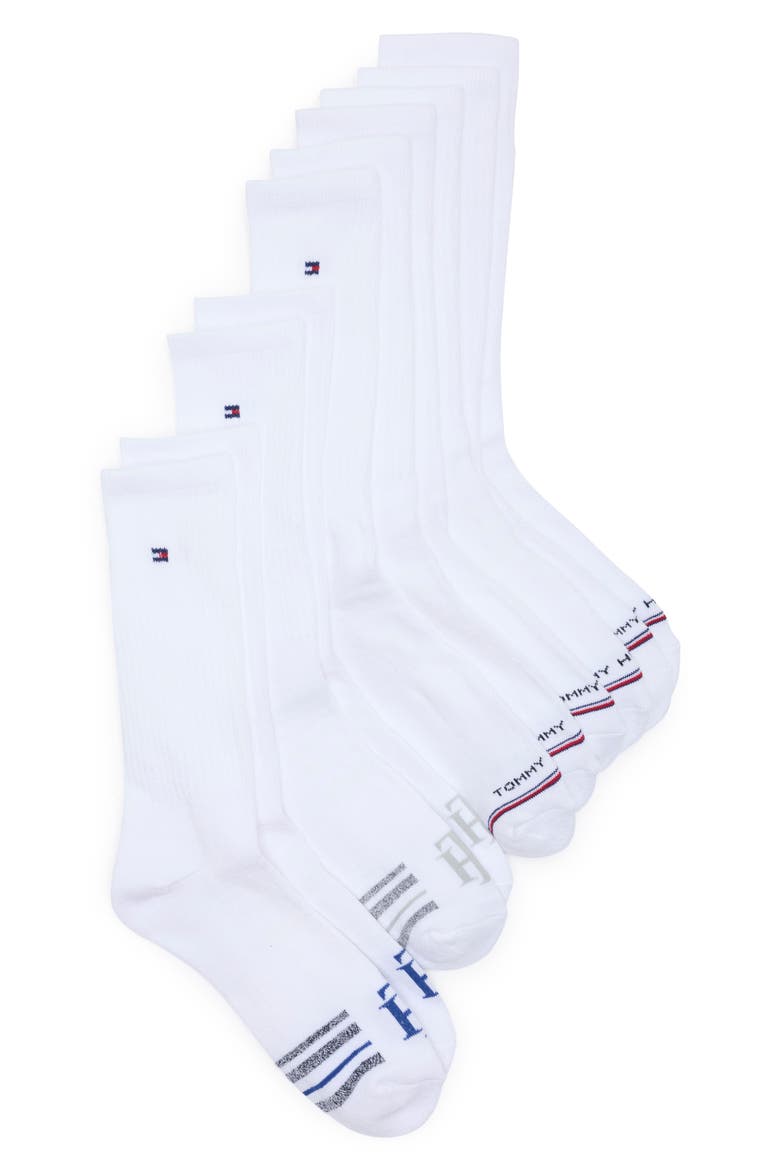 5-Pack Cushion Terry Crew Socks, Main, color, WHITE