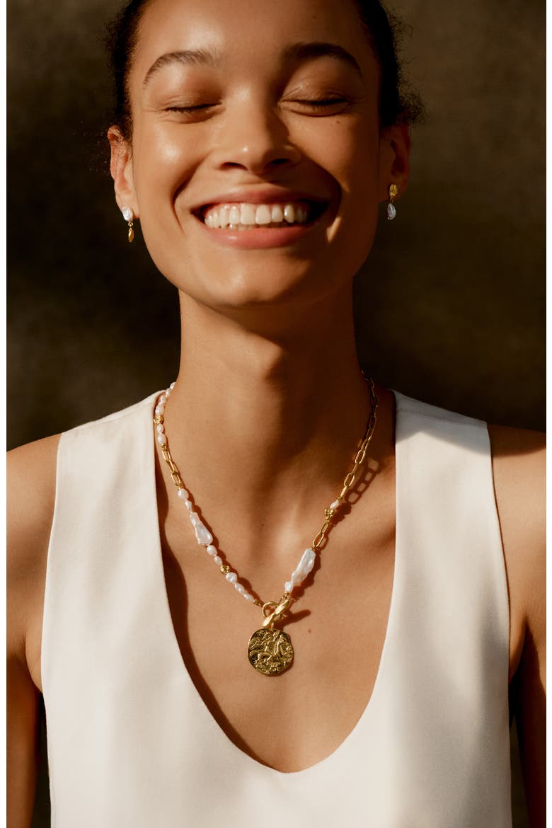 x Amy Powney Keshi Pearl Necklace, Alternate, color, 18CT GOLD VERMEIL / PEARL
