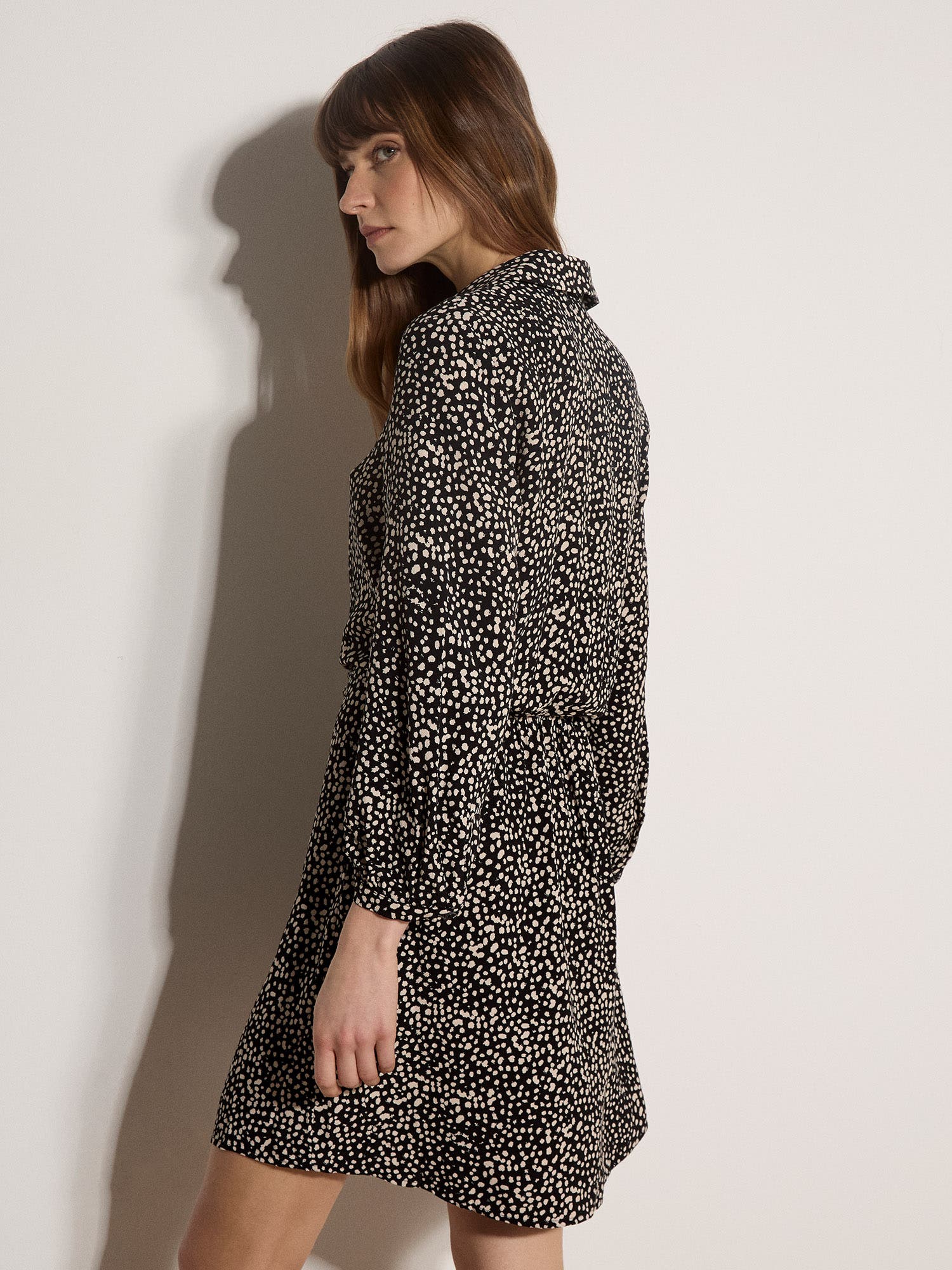 Apricot Mono Texture Spot Tie Front Dress (Women) | Nordstrom