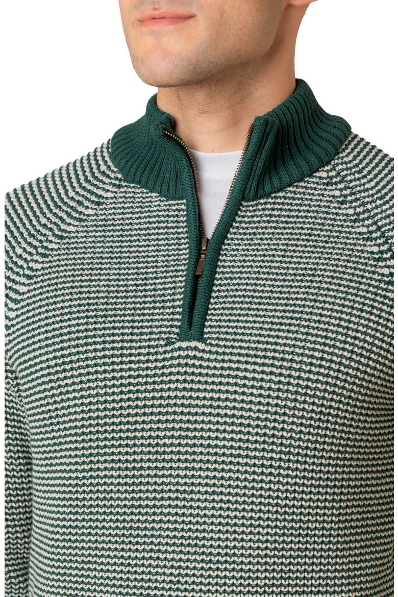 Organic Half Zip Ski Pullover Sweater, Alternate, color, Deep Green Stripe