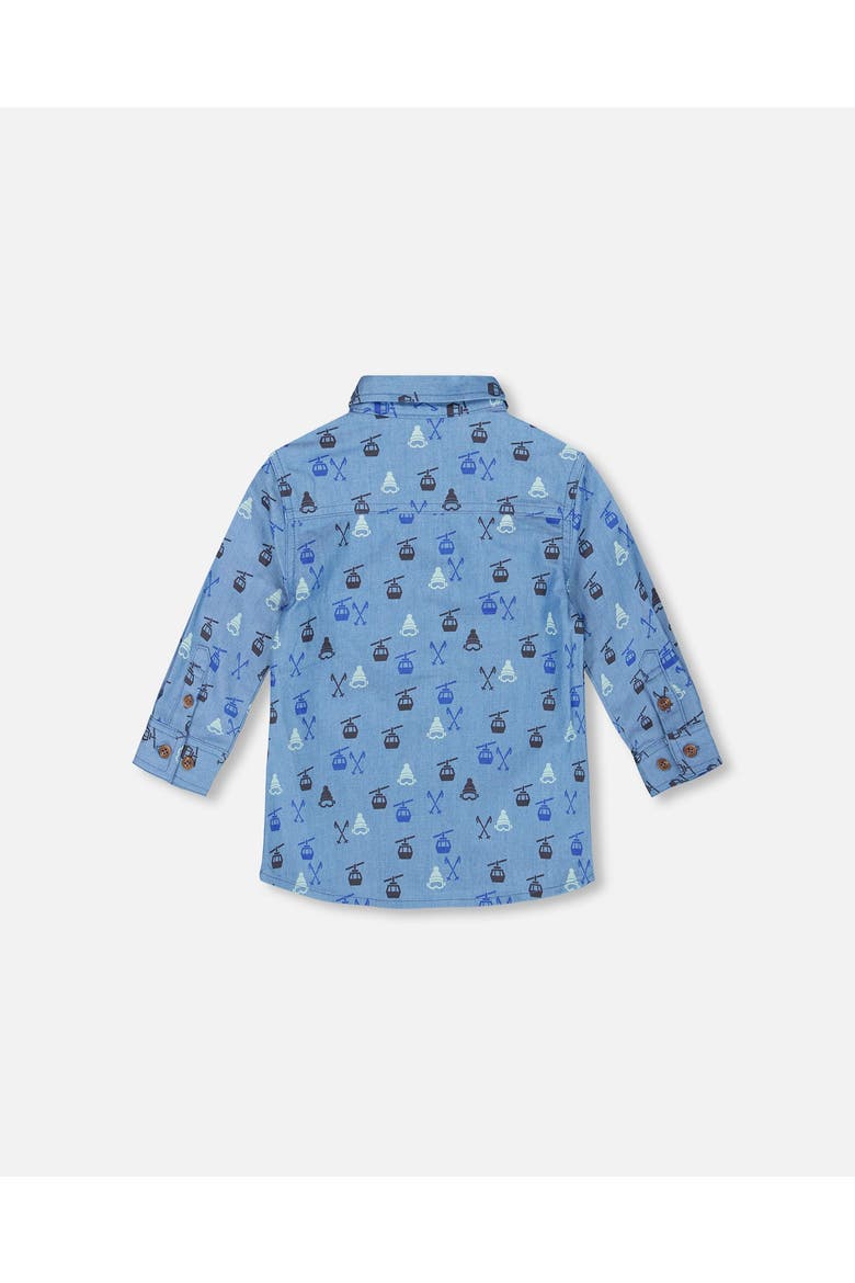 Long Sleeve Button Front Chambray Shirt, Alternate, color, Blue
