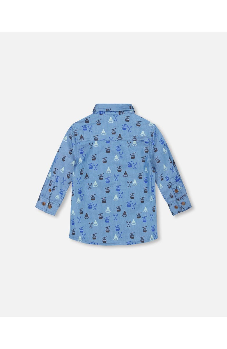 Deux par Deux Long Sleeve Button Front Chambray Shirt, Alternate, color, Blue
