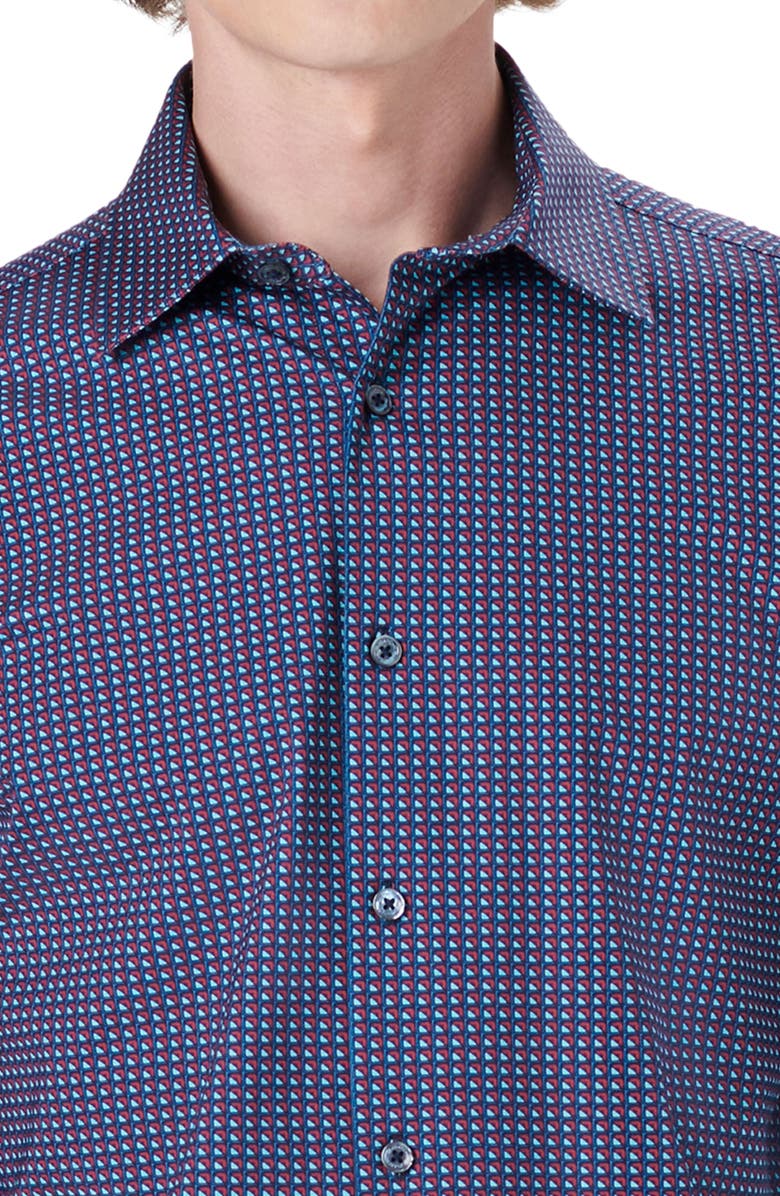 Bugatchi OoohCotton<sup>®</sup> Geometric Print Stretch Cotton Button-Up Shirt, Alternate, color, 