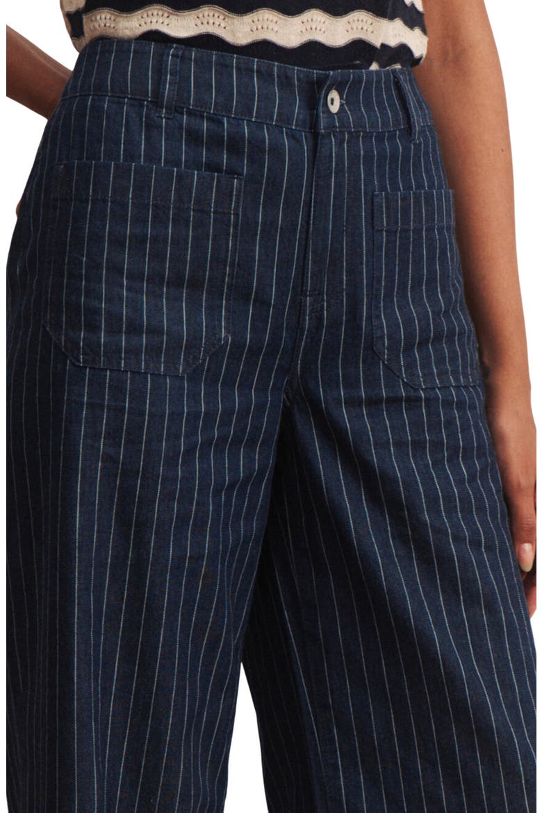 Marine Stripe Wide Leg Denim Pants, Alternate, color, LUNA BLUE STRIPE