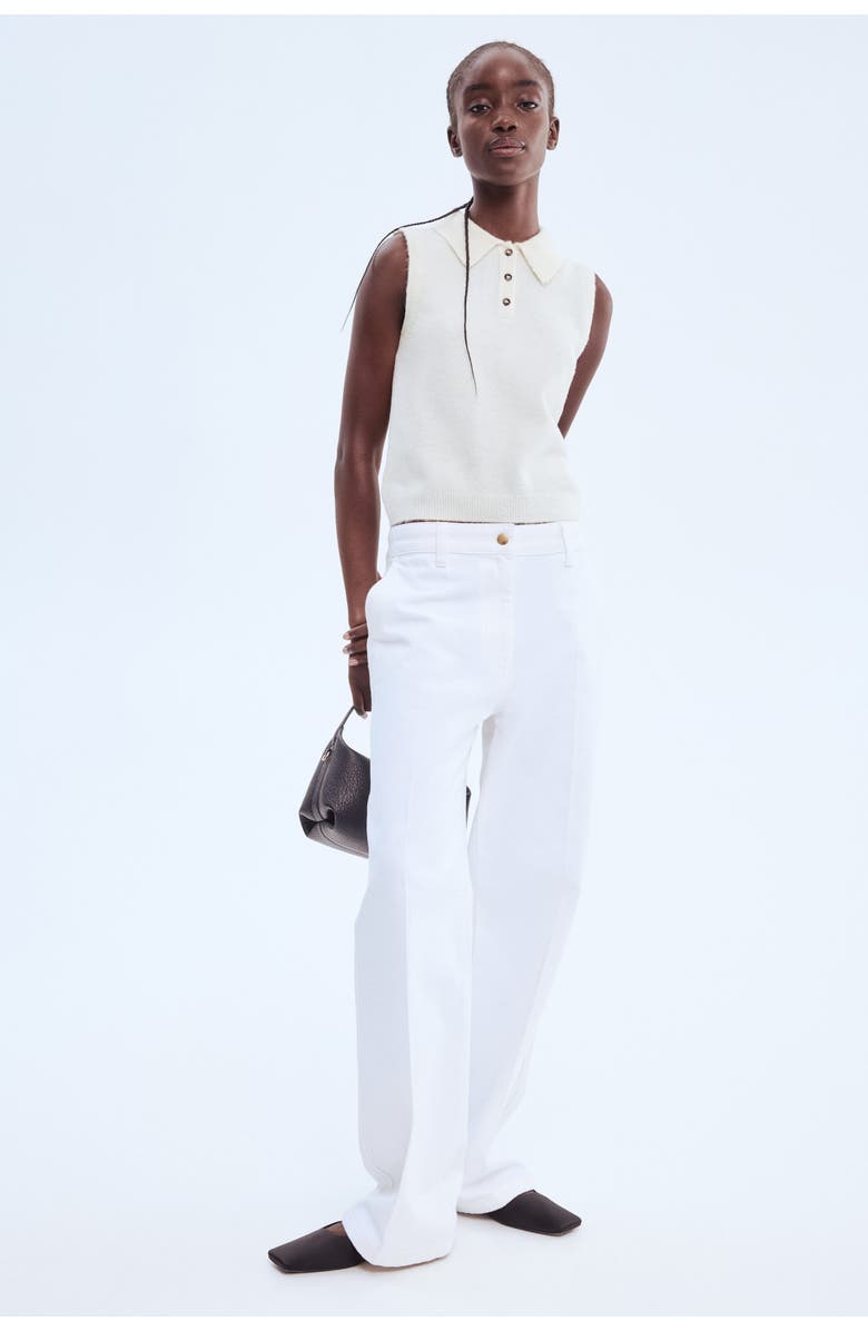 H&M Collared Sweater Vest, Alternate, color, Cream