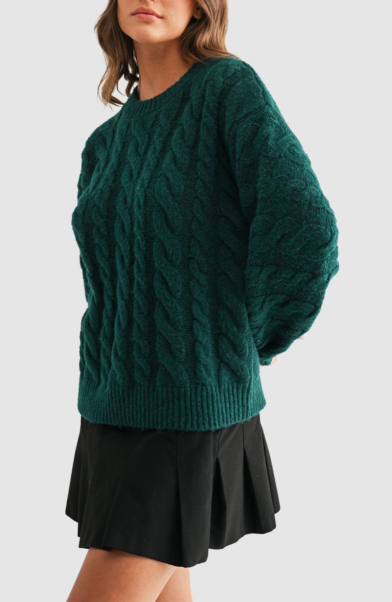 All in Favor Oversize Cable Knit Sweater, Alternate, color, Hunter Green