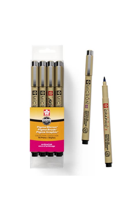 Pigma Micron Black Ink Multi-tip Set, 16 Pack