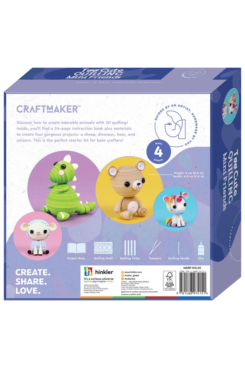 Too Cute, Quilling Mini Friends, DIY Adult Skill Learning Kit, Alternate, color, Multicolored