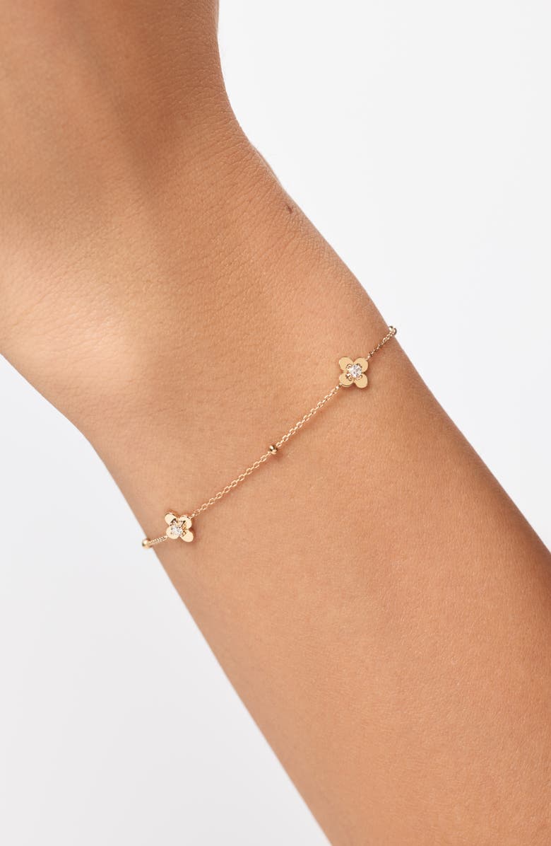 Ana Luisa Solid Yellow Gold - Mini Flower Station Bracelet, Alternate, color, Diamond