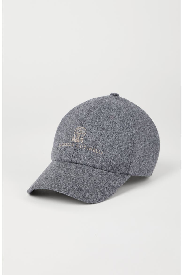 Virgin wool flannel baseball cap with embroidery, Alternate, color, Medium Grey