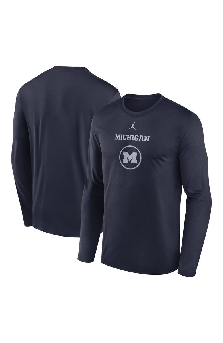 Jordan Brand Men's Jordan Brand Navy Michigan Wolverines 2024 On-Court Basketball Practice Legend Performance Long Sleeve T-Shirt, Alternate, color, Navy