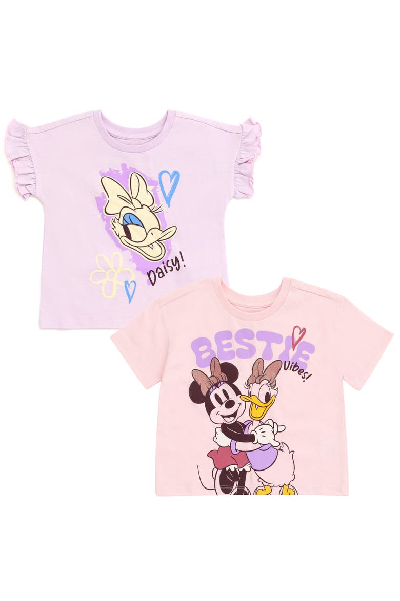 Minnie Mouse 2-Pack Short Sleeve T-Shirts, Main, color, Minnie Daisy Purple