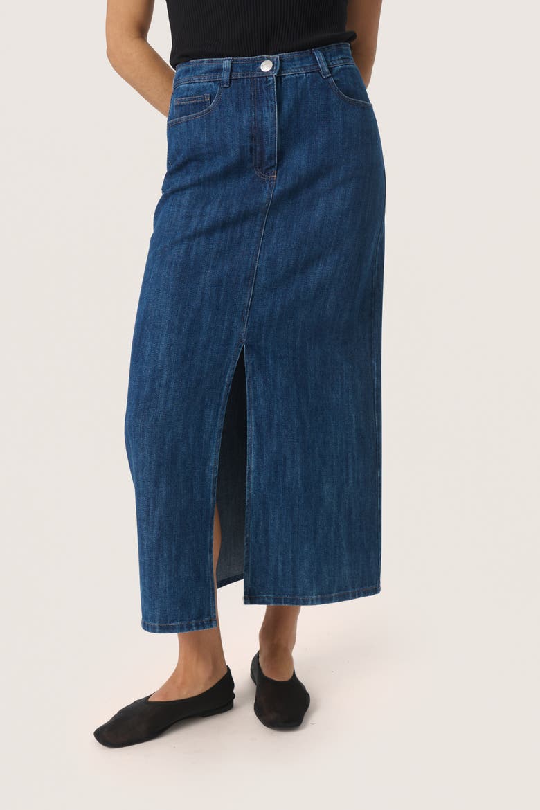 Slzianna Maxi Length Denim Skirt, Main, color, Medium Blue Denim
