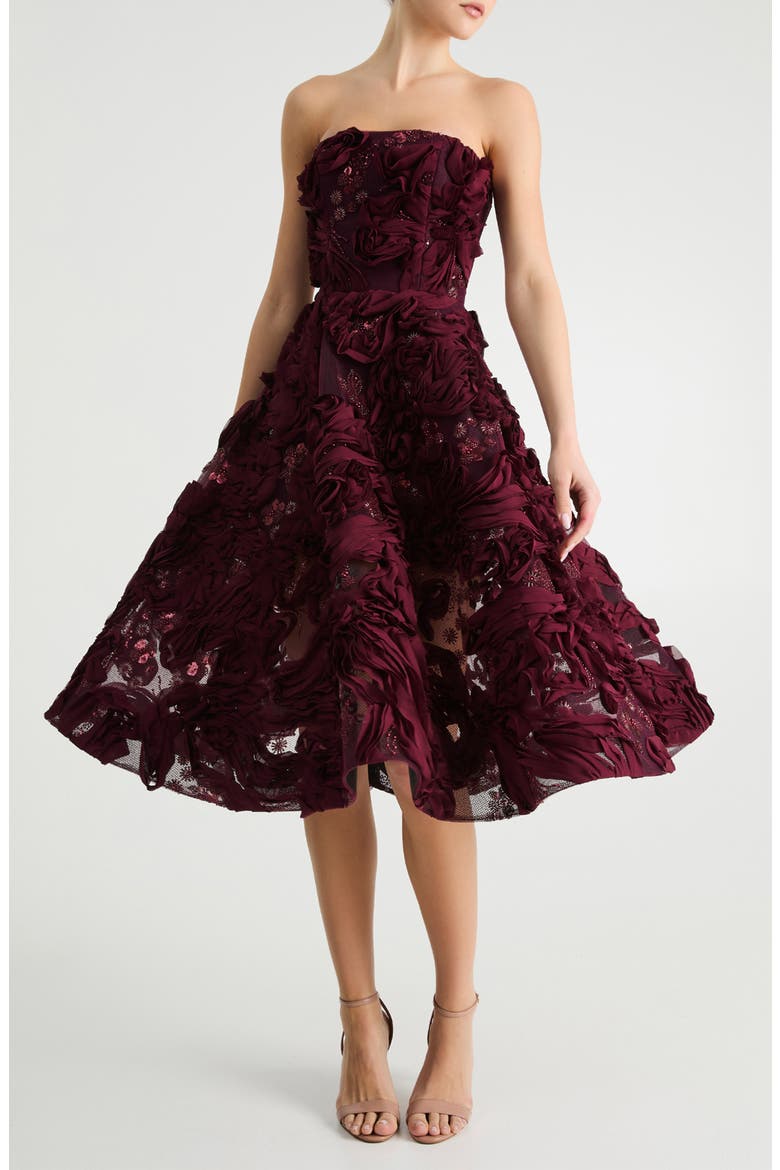 Florence Strapless Cocktail Dress, Main, color, MERLOT