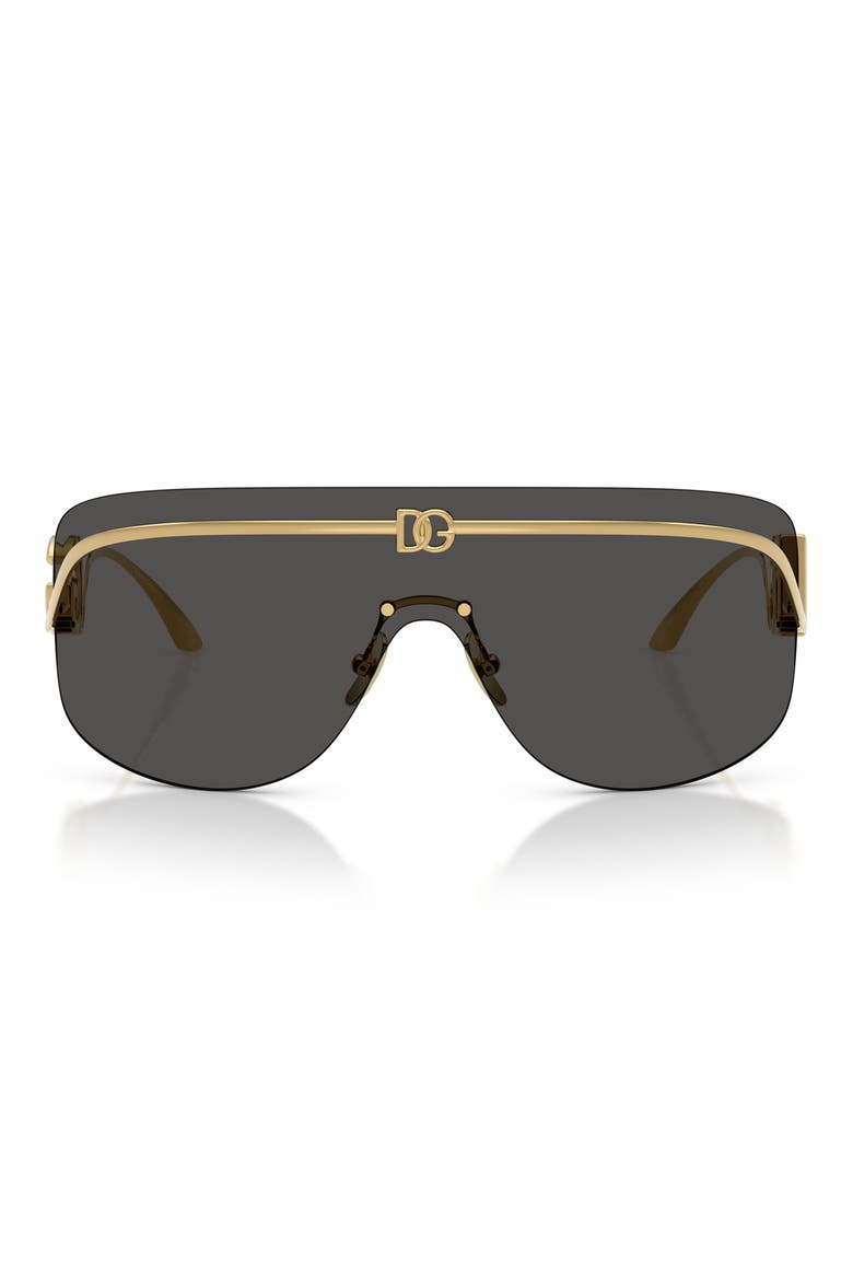 140mm Pillow Shield Sunglasses, Main, color, GOLD / DARK GREY
