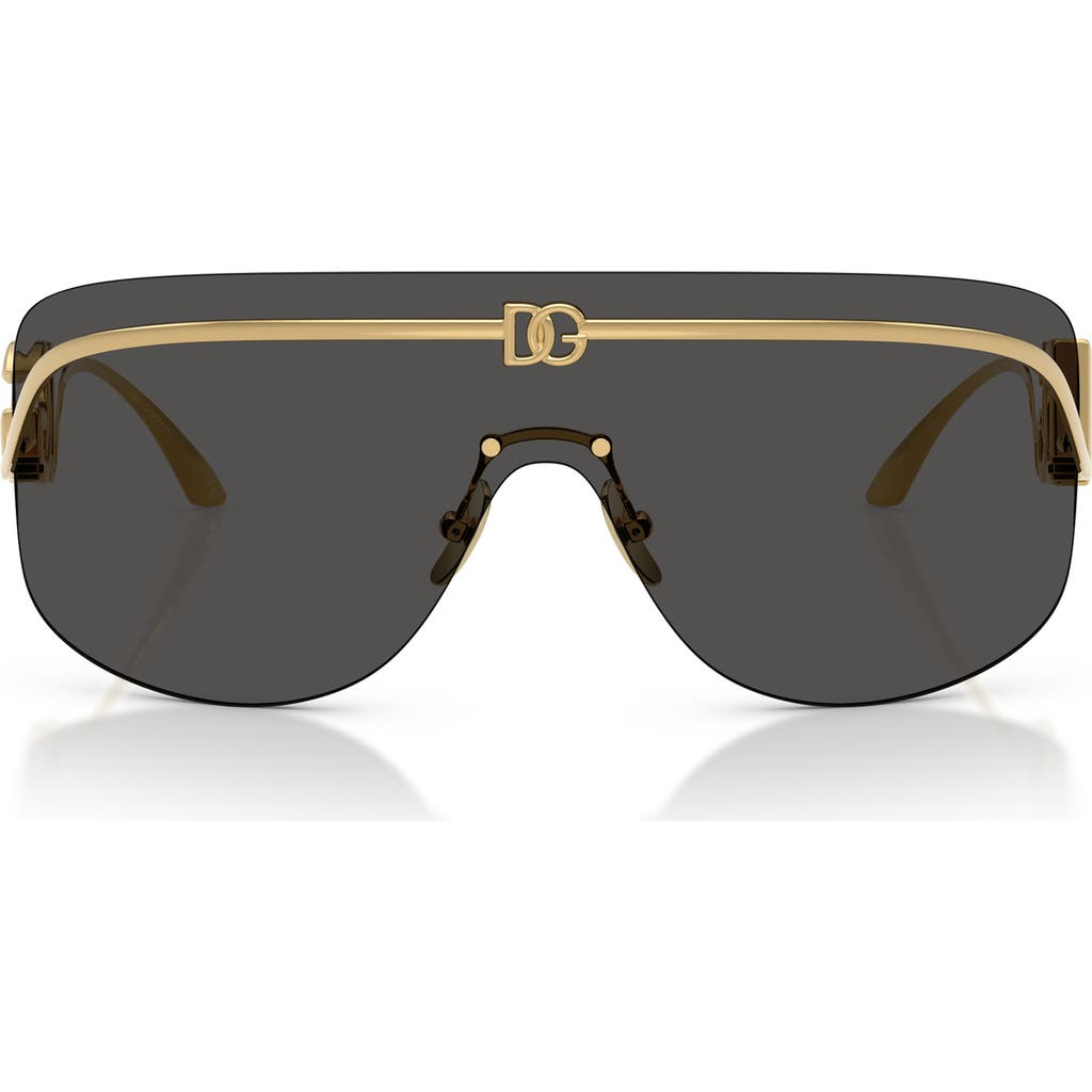 Dolce&Gabbana 140mm Pillow Shield Sunglasses in Gold /Dark Grey  product