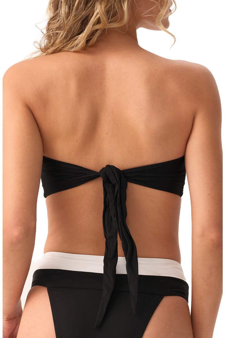 Colorblock Bandeau Bikini Top, Alternate, color, JET BLACK