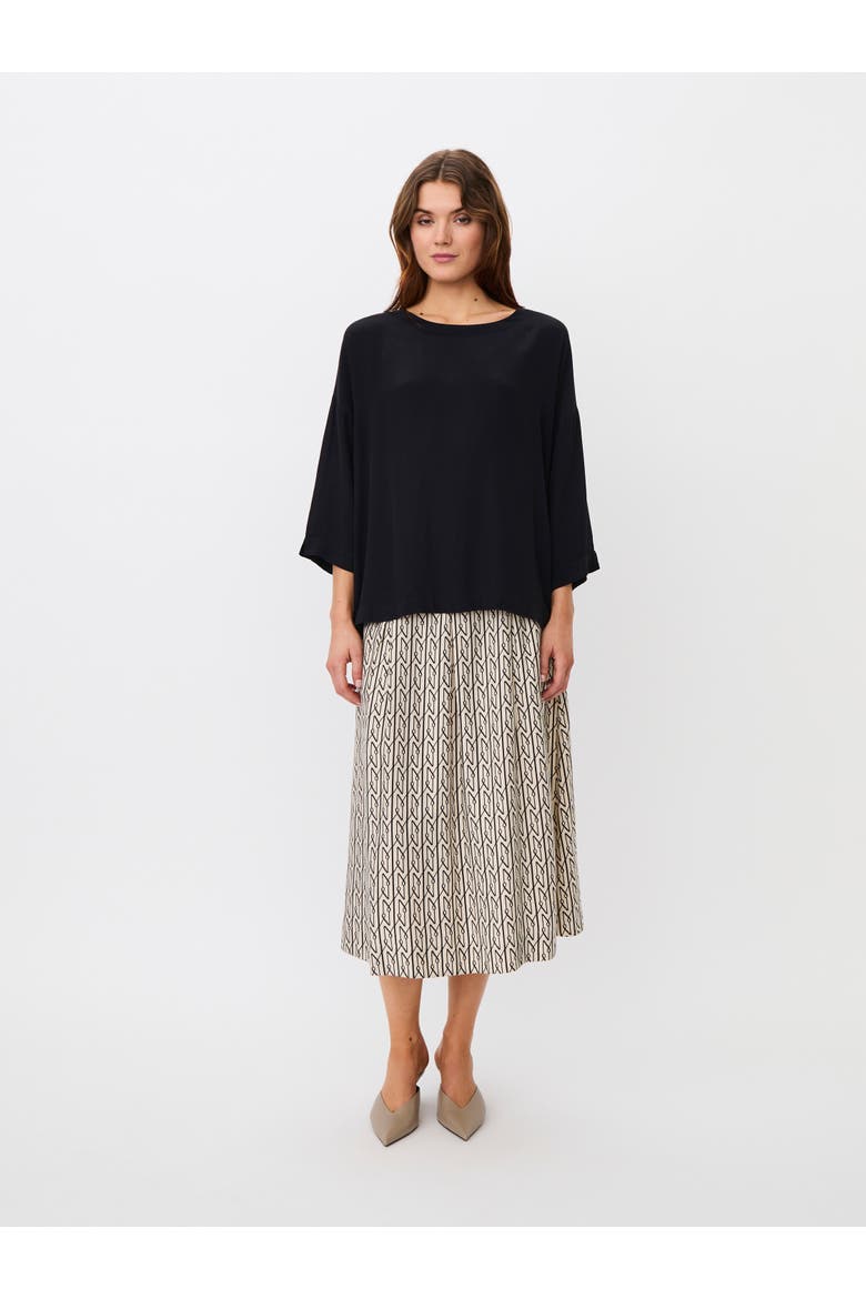 Mabecca Round Neck Draped Blouse, Alternate, color, Black