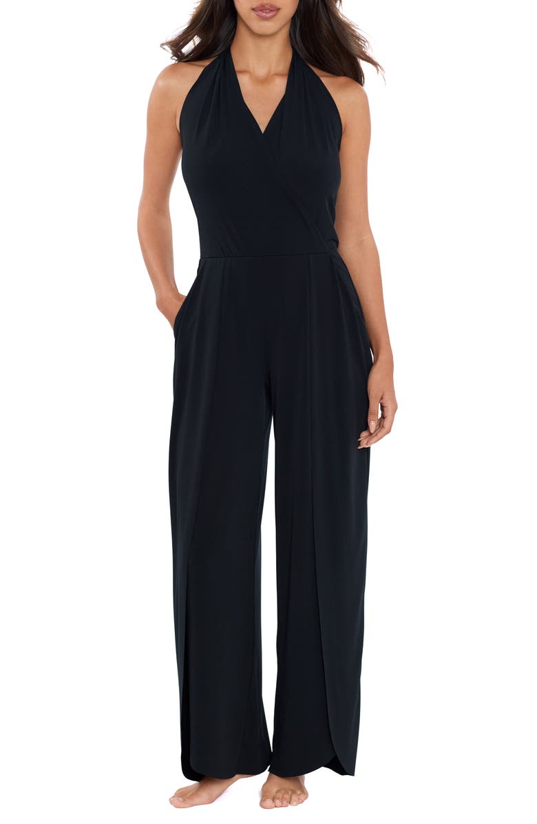 Magicsuit<sup>®</sup> Halter Cover-Up Jumpsuit, Main, color, Black