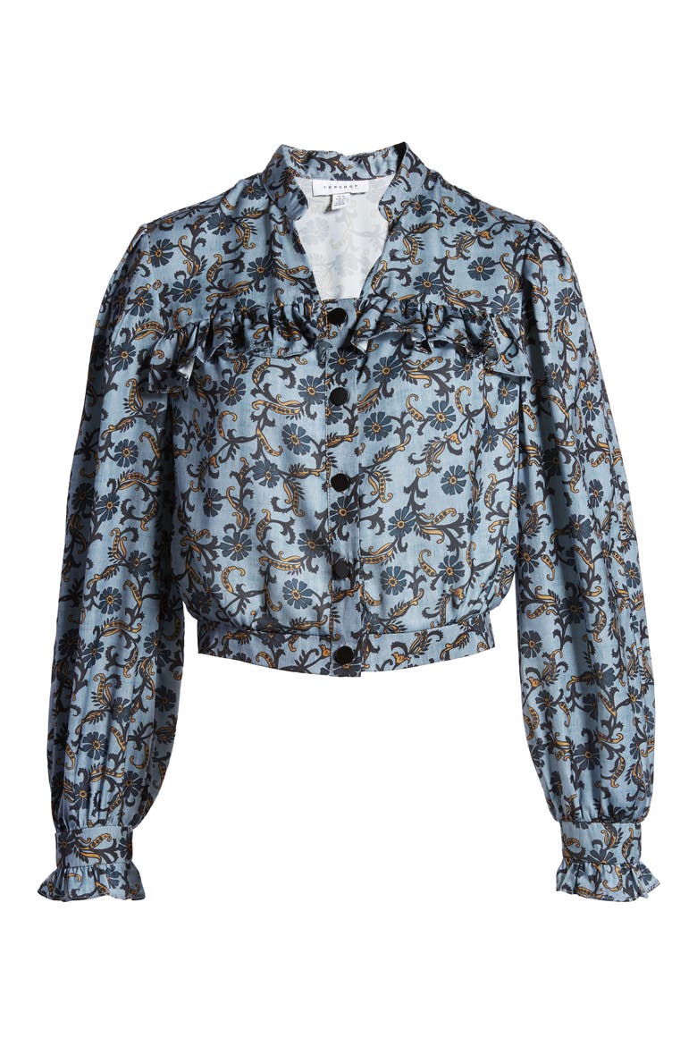 Paisley Frill Top, Alternate, color, BLUE MULTI