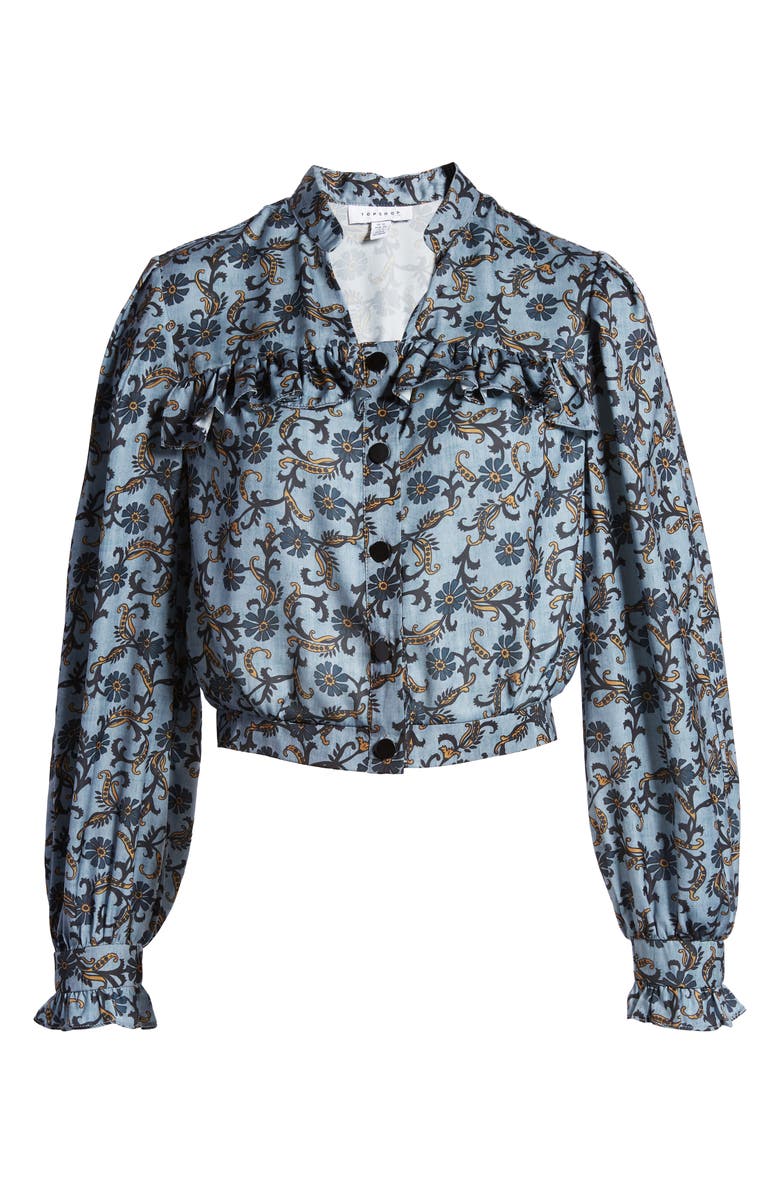 Topshop Paisley Frill Top, Alternate, color,