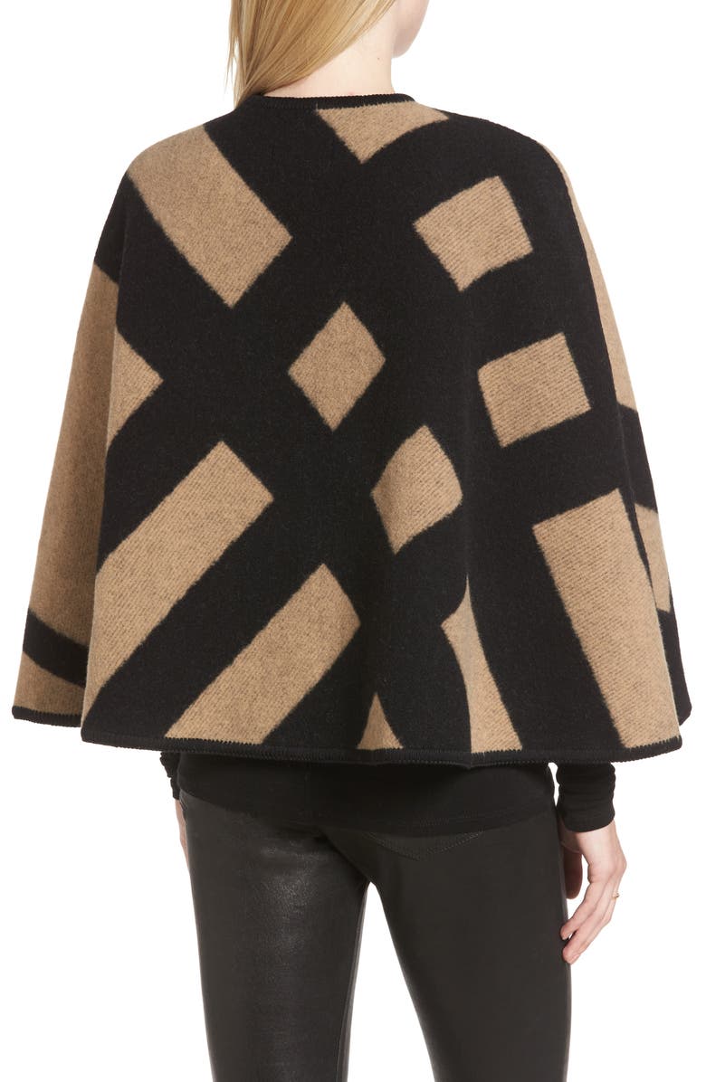 Burberry Blanket Check Wool & Cashmere Poncho, Alternate, color, 