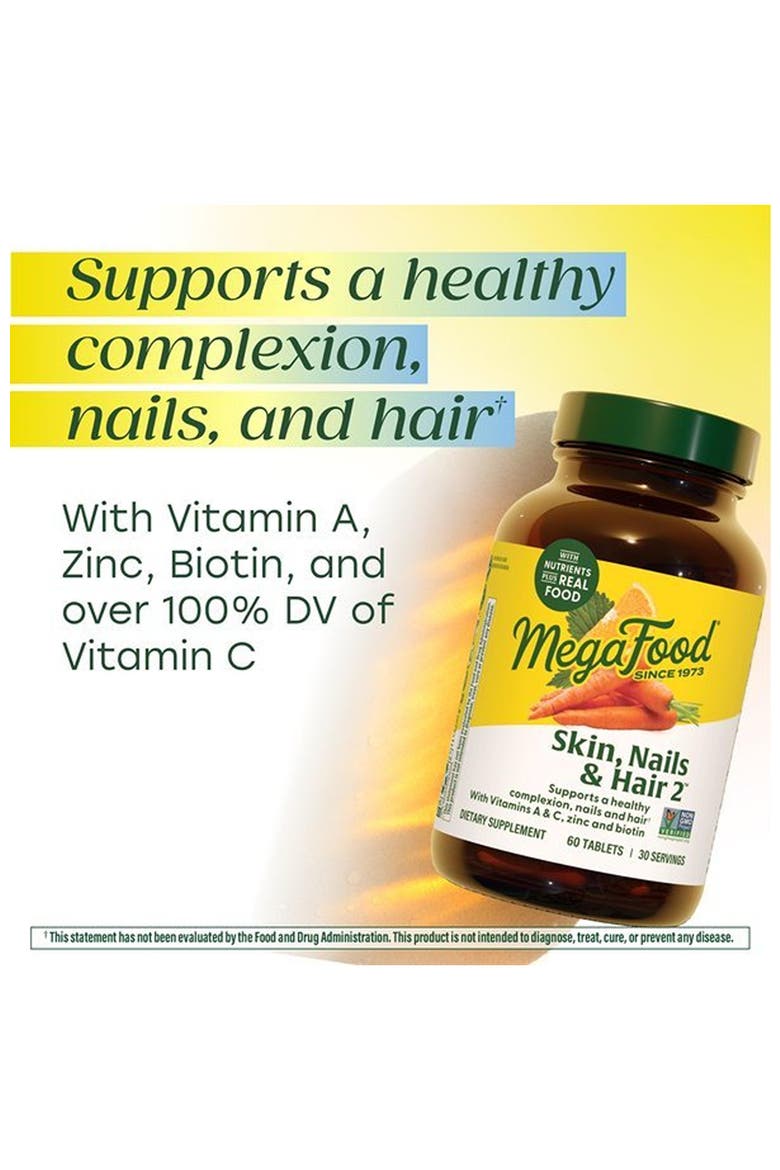 Skin, Nails & Hair 2 Vitamins for Women & Men with Biotin, Vitamin A, C, E & more, Vegan, 60 Tablets, Alternate, color, None