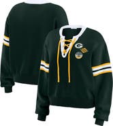 WEAR by Erin Andrews Women's WEAR by Erin Andrews Green  Green Bay Packers Lace-Up Sweater