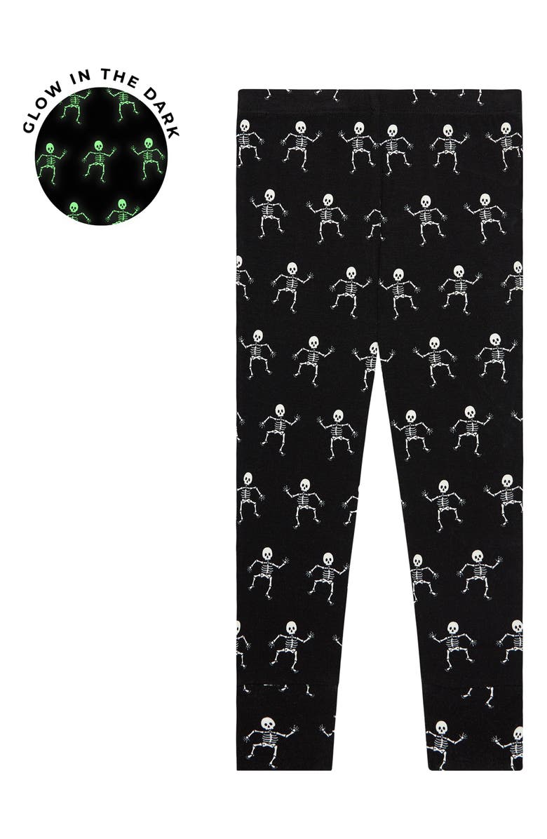 Posh Peanut Kids' Dancing Skelly Glow In The Dark Fitted Two-Piece Pajamas, Alternate, color, 