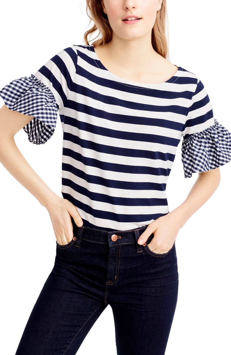 J.Crew Ruffle Sleeve Top, Main, color, 