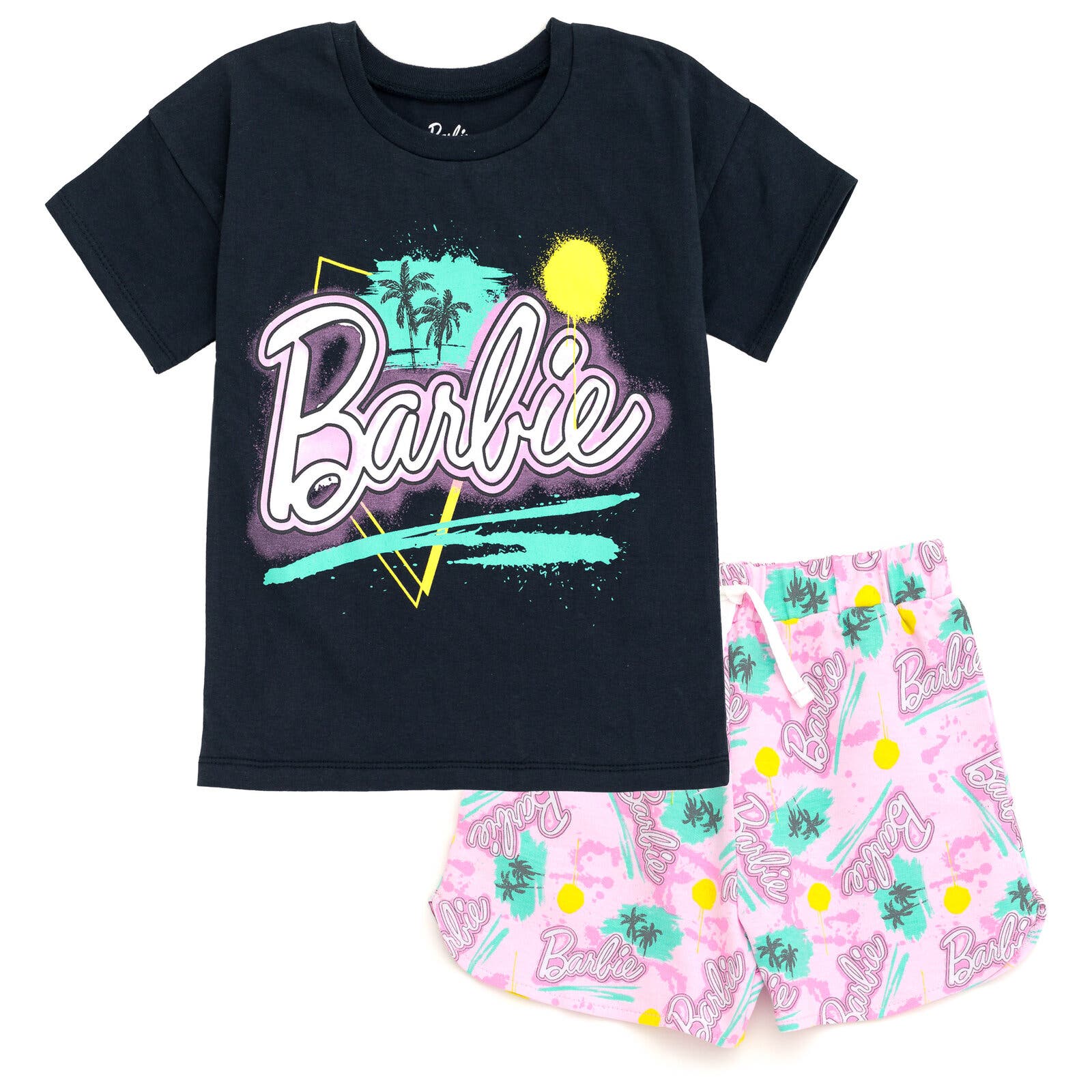 Barbie T-shirt & French Terry Shorts Set In Blue