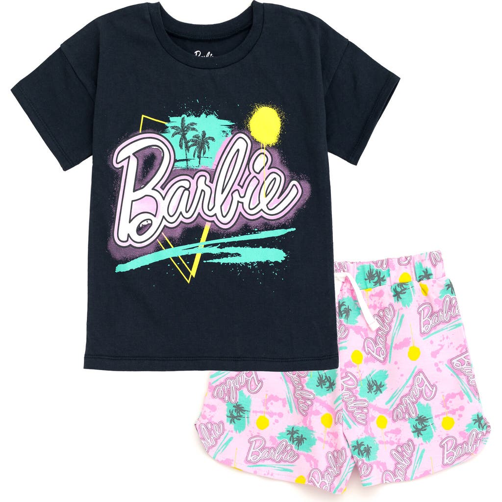 Barbie Babies' T-shirt & French Terry Shorts Set In Blue