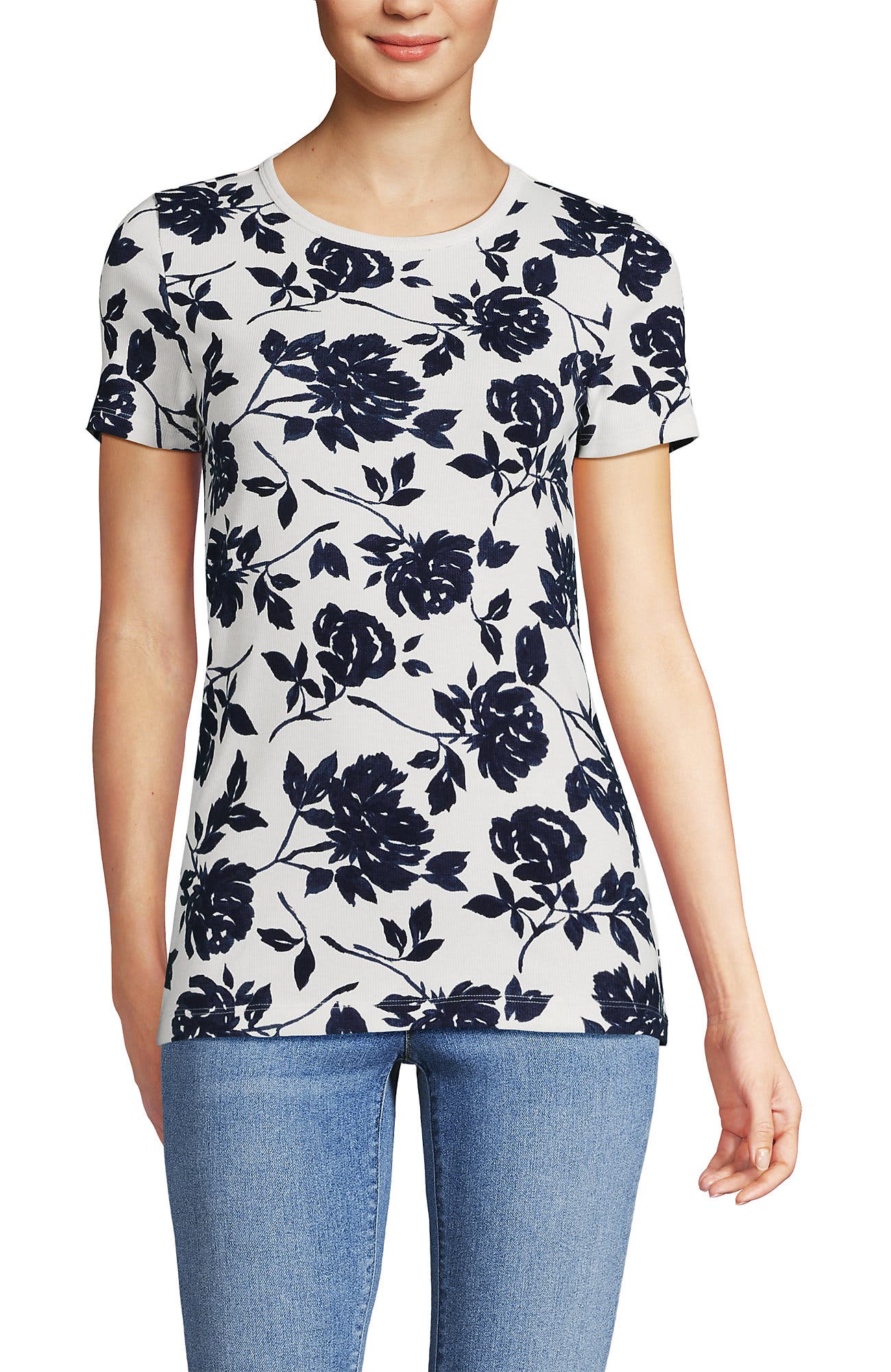 Ivory/Navy Graphic Floral