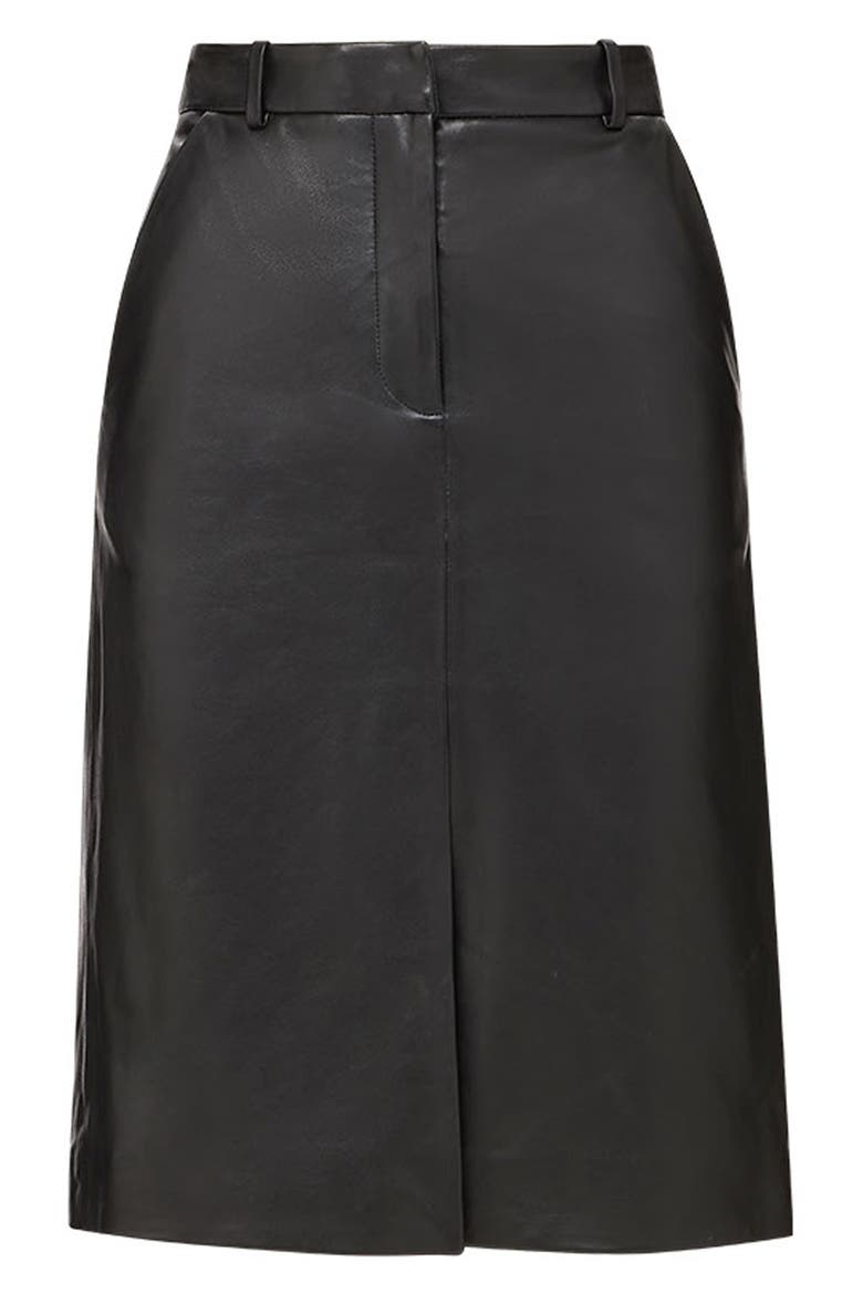 Maxine Leather Pencil Skirt, Alternate, color, BLACK