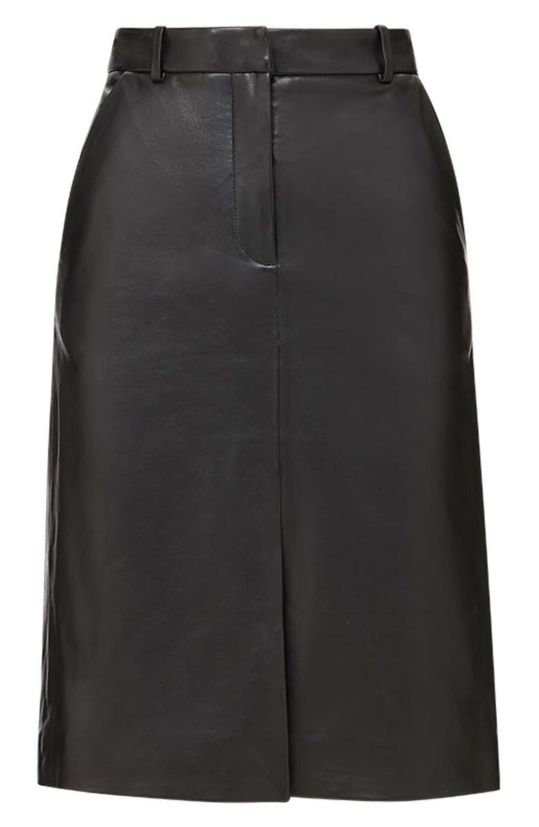 Veronica Beard Maxine Leather Pencil Skirt, Alternate, color, Black