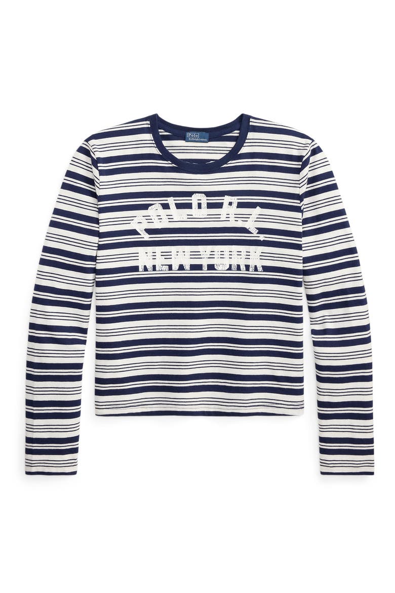Stripe Graphic Logo Cotton Jersey T-Shirt, Alternate, color, NEWPORT NAVY/ NEVIS