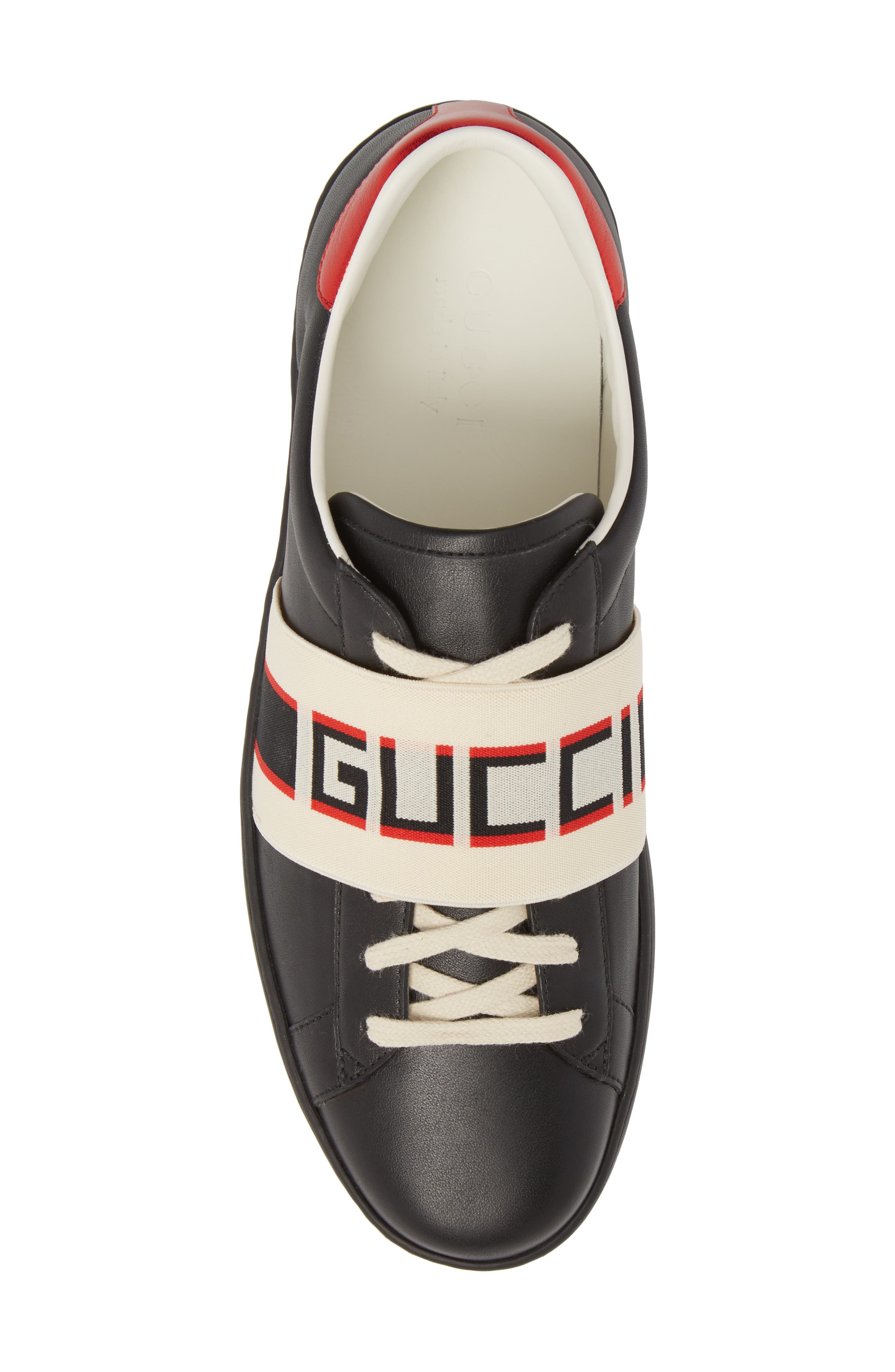 Gucci New Ace Stripe Leather Sneaker, Alternate, color, 