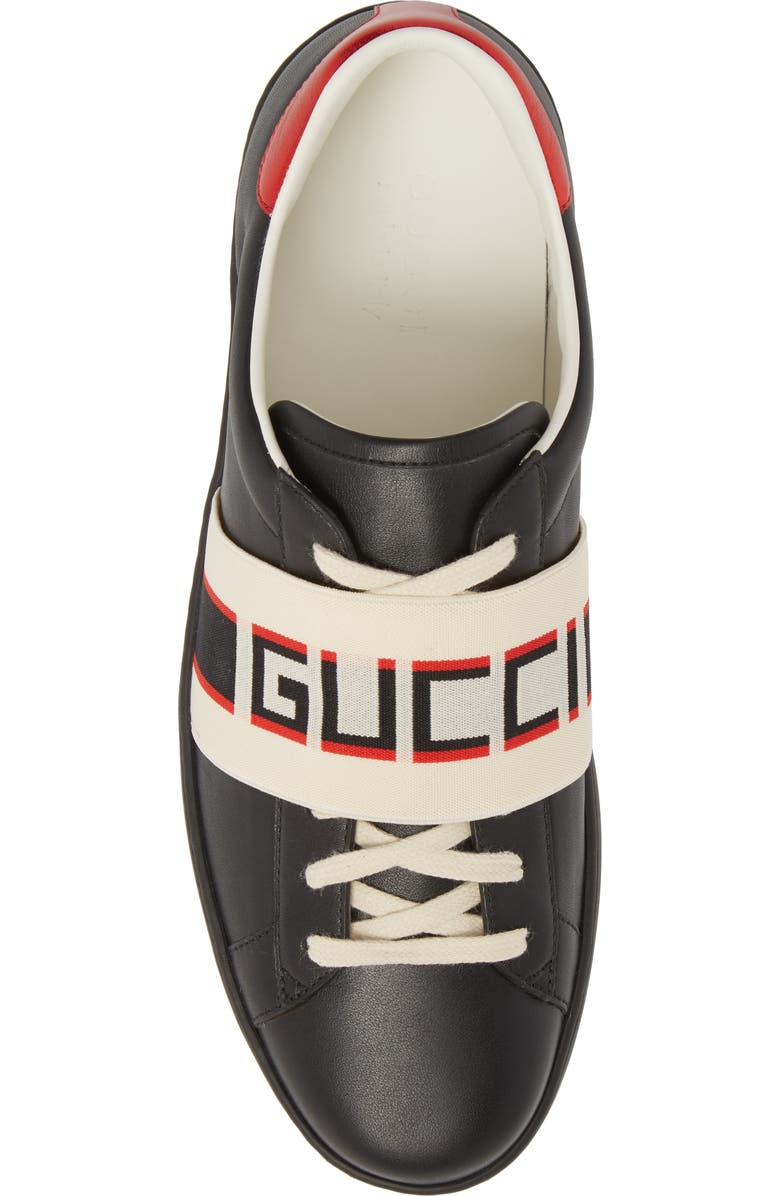 Gucci New Ace Stripe Leather Sneaker, Alternate, color,