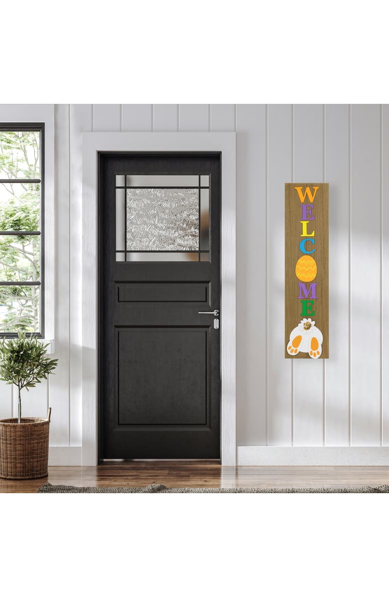 Northlight Welcome Easter Egg Wooden Porch Board Sign - 39.25", Alternate, color, Brown