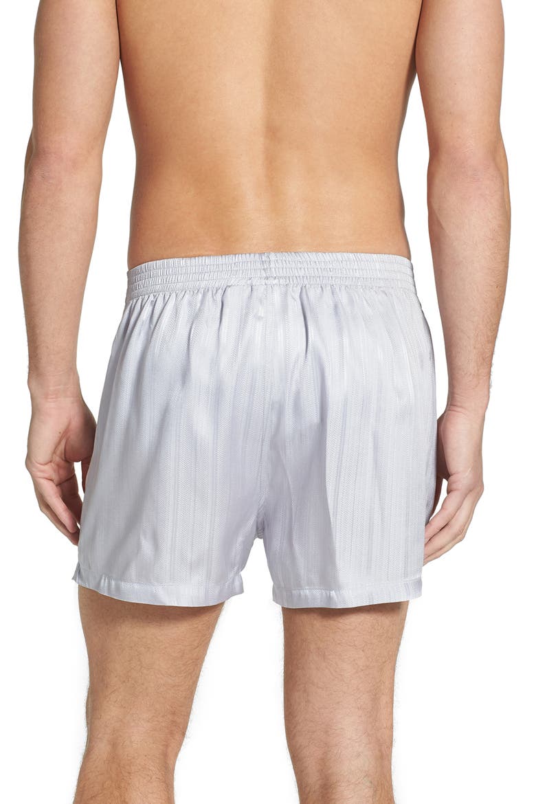 Herringbone Stripe Silk Boxer Shorts, Alternate, color, SILVER