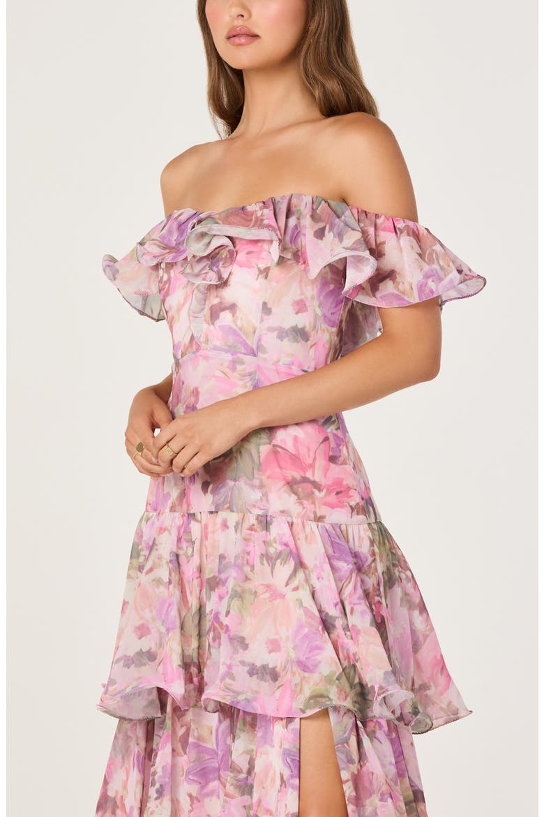 Wilder Floral Off the Shoulder Tiered Maxi Dress, Alternate, color, PINK LILAC FLORAL