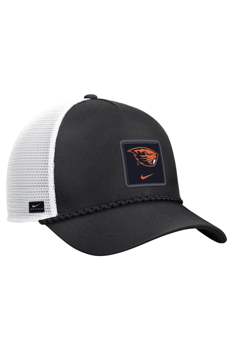 Men's Nike Black Oregon State Beavers 2026 On-Field Rope Adjustable Trucker Hat, Main, color, Black